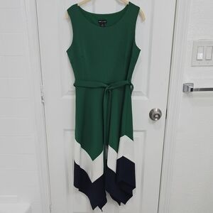 Green Sleeveless Dress with Belt